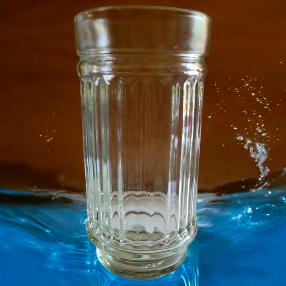 1 Vtg Line Lites Anchor Hocking Ribbed Heavy Clear Highball Bar Drinking Glass - Picture 1 of 2